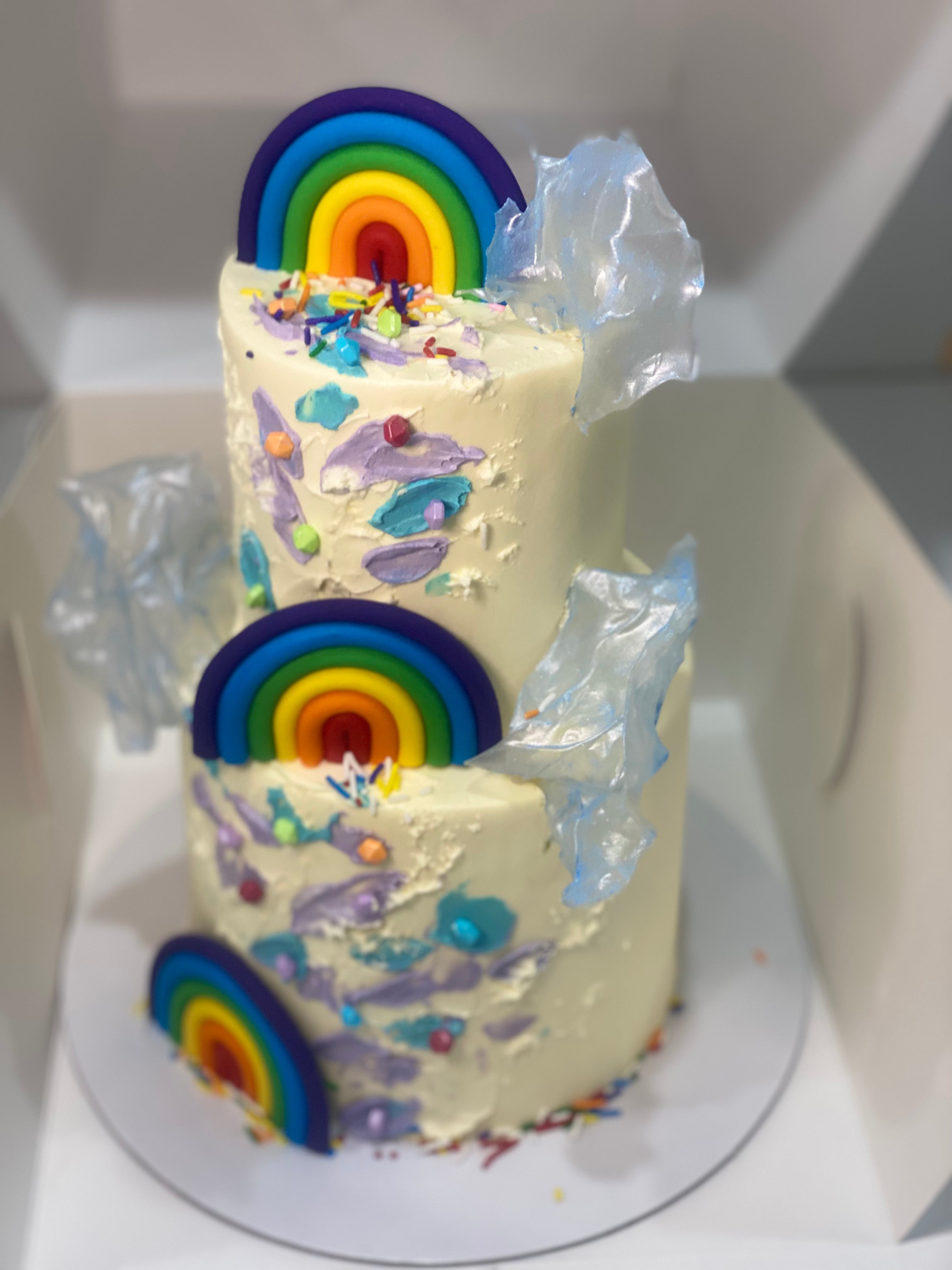 2 tier  - BRIGHTEST RAINBOW Cake