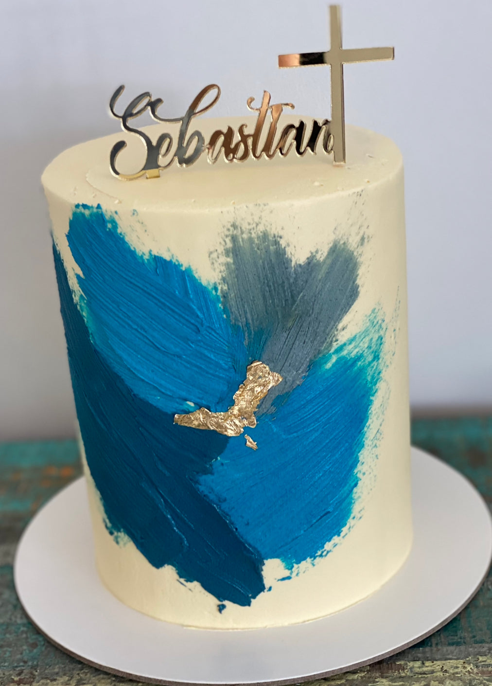 SEBASTIAN BLUE - 8” tall cake