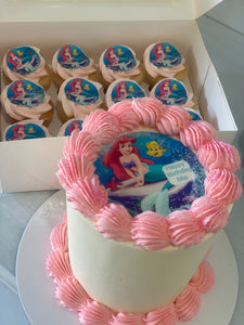 4” ARIEL MERMAID CAKE +  cupcakes (12 mini )