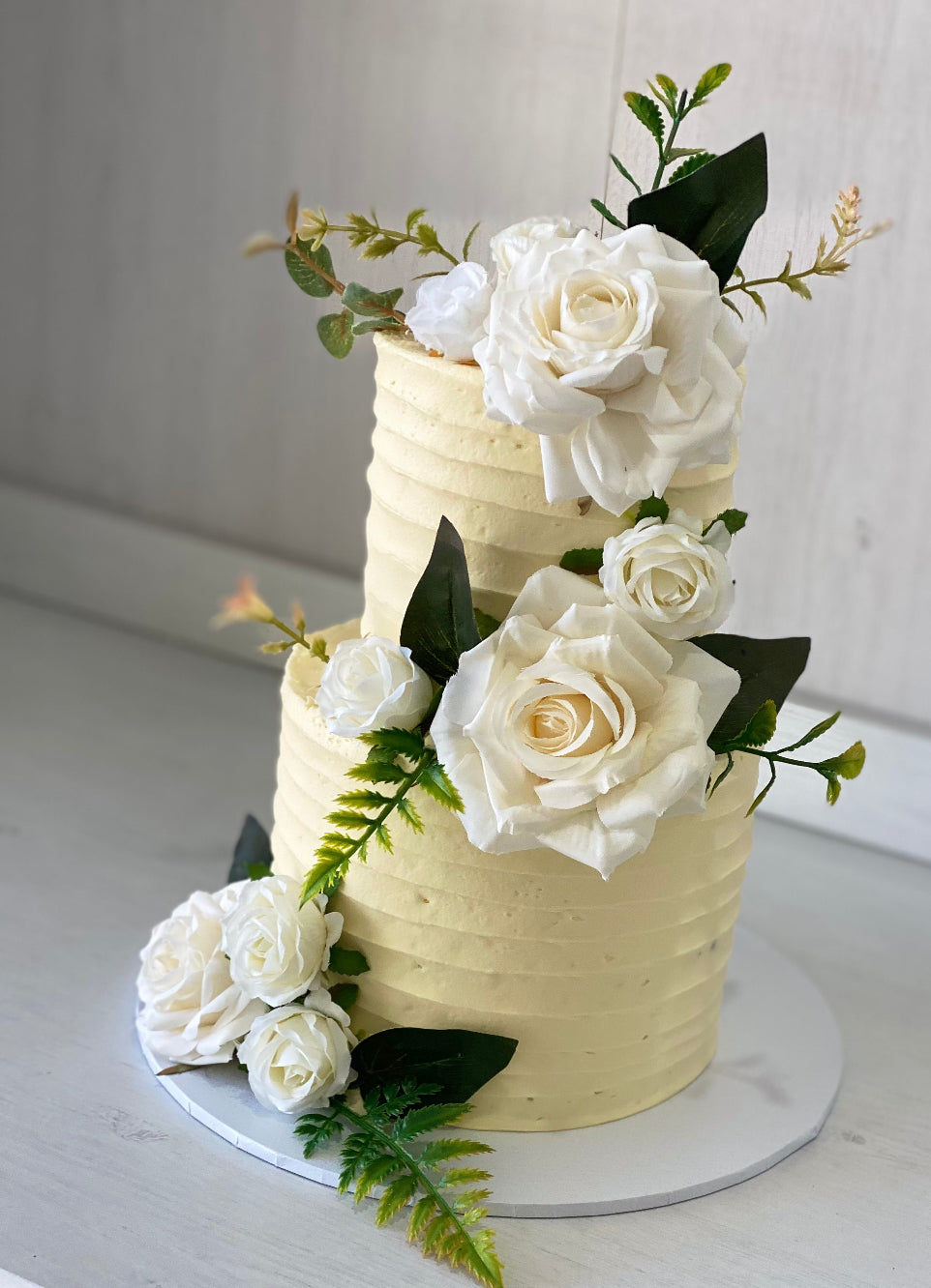 2 tier white rose ribbed-  3 sizes