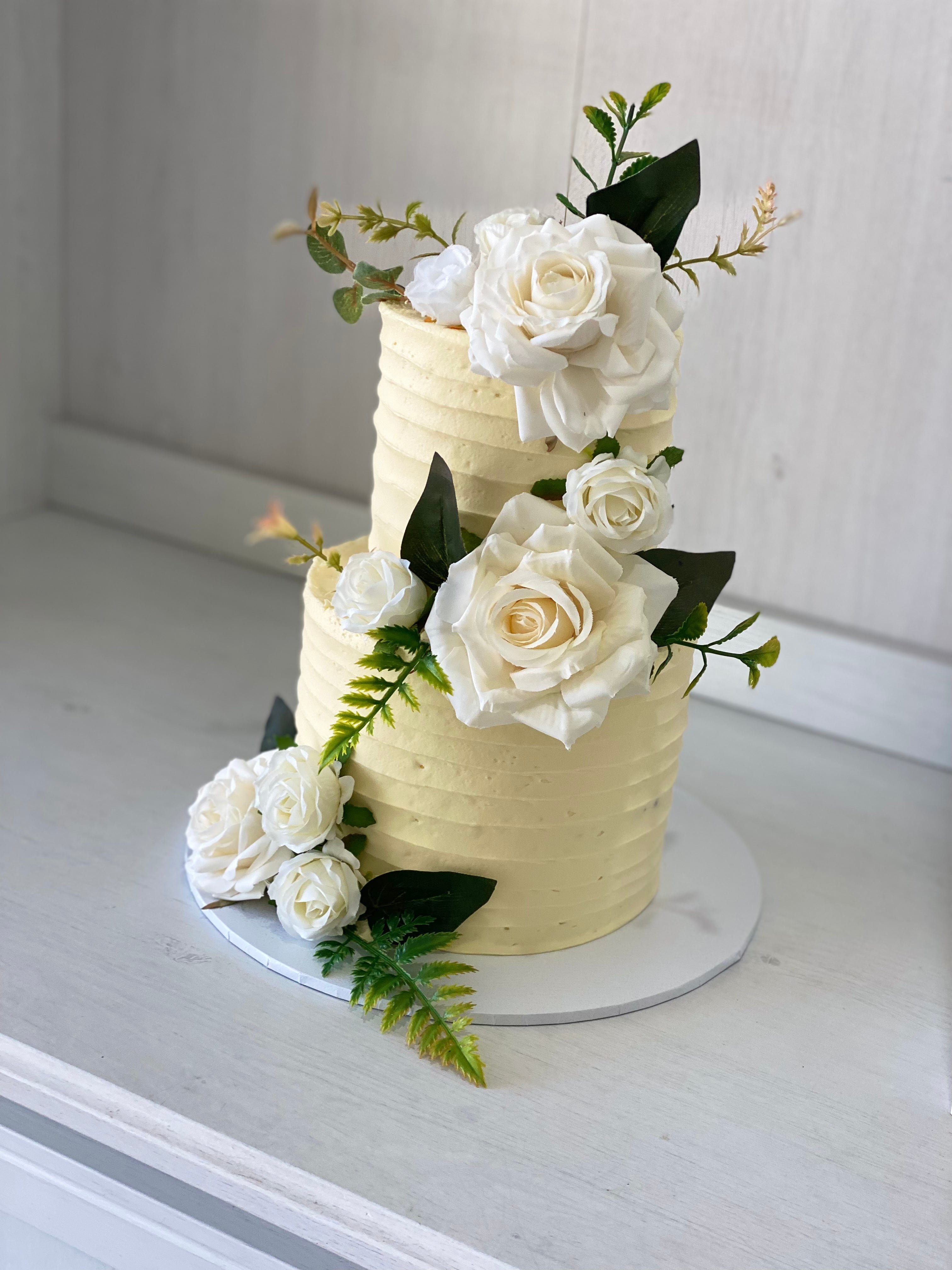 2 tier   -  white rose ribbed
