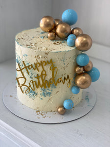 6" Tall -blue  birthday cake