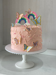 Rainbows & butterflies dreamy cake
