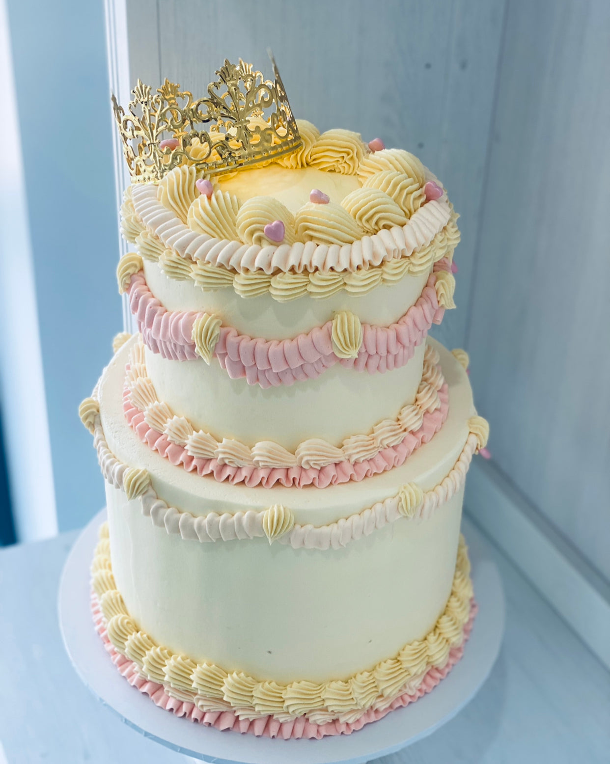Vintage crowned princess  tiered cake