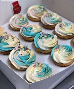 Rose swirl  blue 12 cupcakes