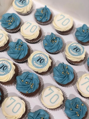 24 Custom Age blue cupcakes