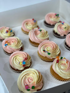 Rose swirl  pink 12 cupcakes