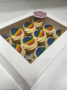 24 mini RAINBOW stripes cupcakes