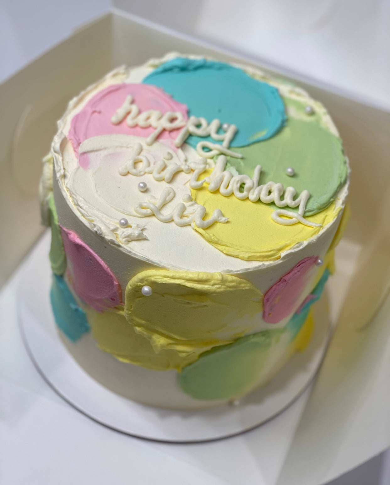 6”Piped pastel birthday