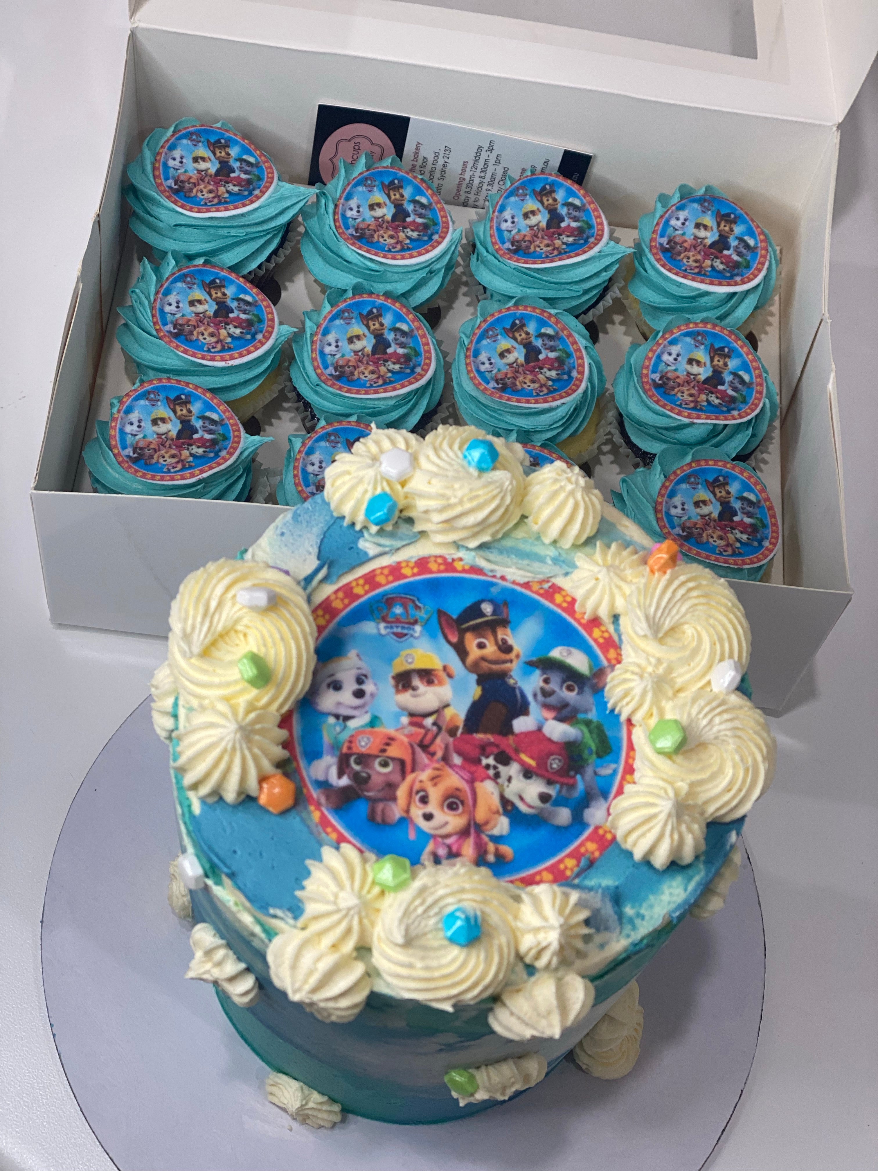 PAW PATROL IMAGE 4” CAKE +  cupcakes (12 mini )