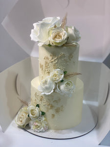 2 tier  - white textured  Cake
