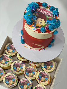 ROBLOX  IMAGE 6” CAKE +  cupcakes (12 mini )