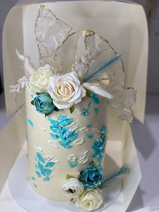 6" BETHANY BLUE  double stacked cake