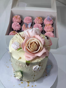 4"Baby Bridgeton CAKE +  cupcakes (12 mini )