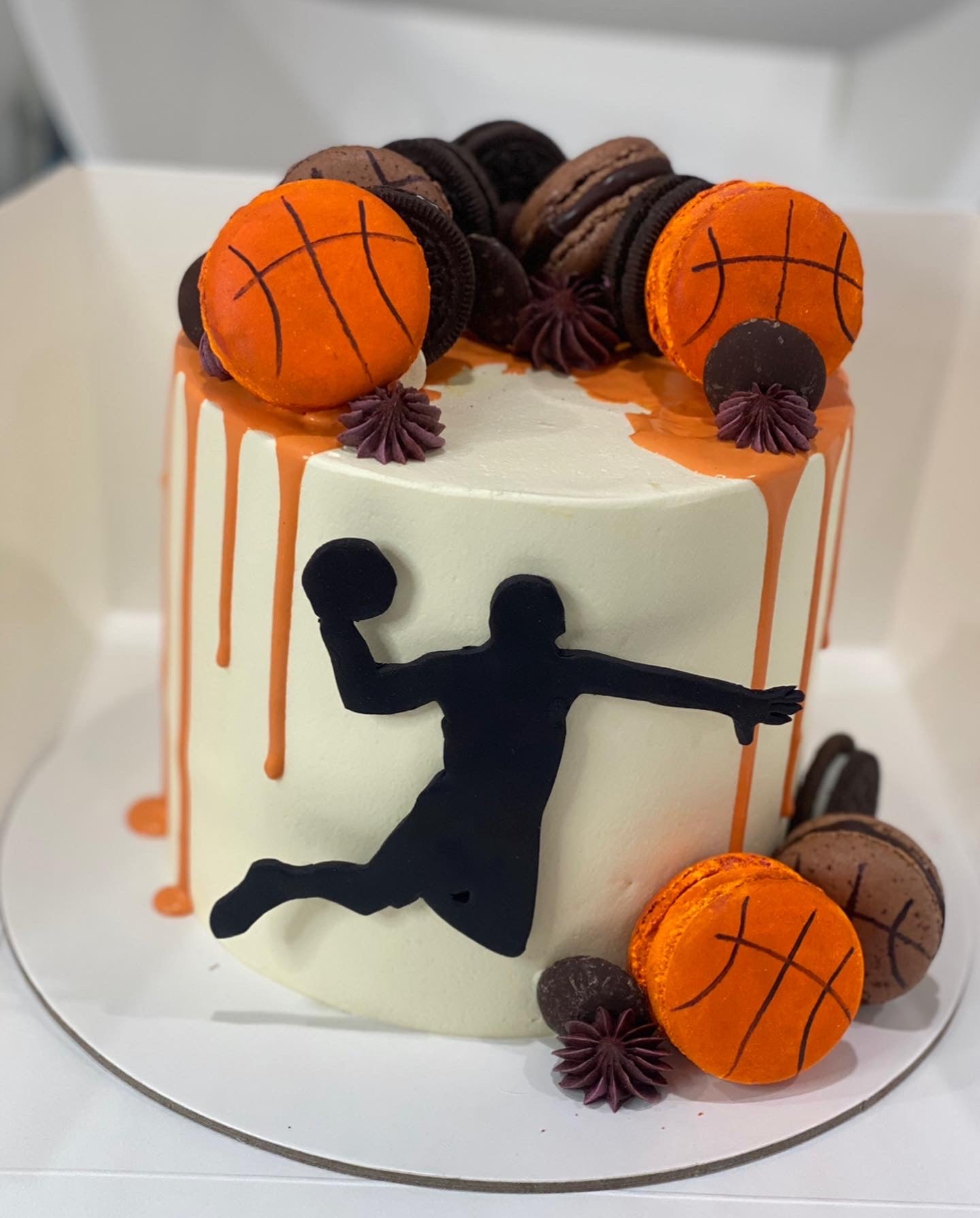 Basketball Shaped Tiered Cake - Classy Girl Cupcakes