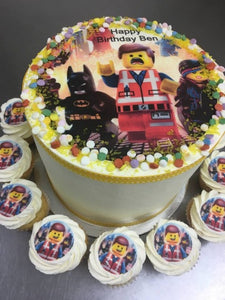 6" LEGO MAN  cake +24 mini cupcakes