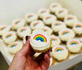 24 mini RAINBOW cupcakes