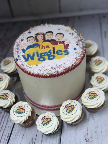 6" WIGGLES PACKAGE cake +24 mini cupcakes